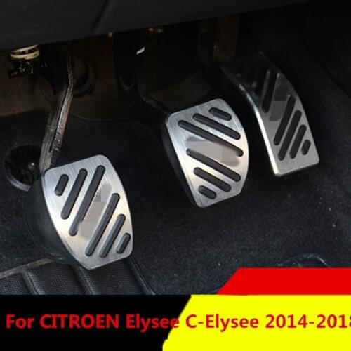 Cover Aluminium alloy foot Gas/petrol/oil Brake Rest lamp trim Pedal Interior decoration For CITROEN Elysee C-Elysee 2014-2018
