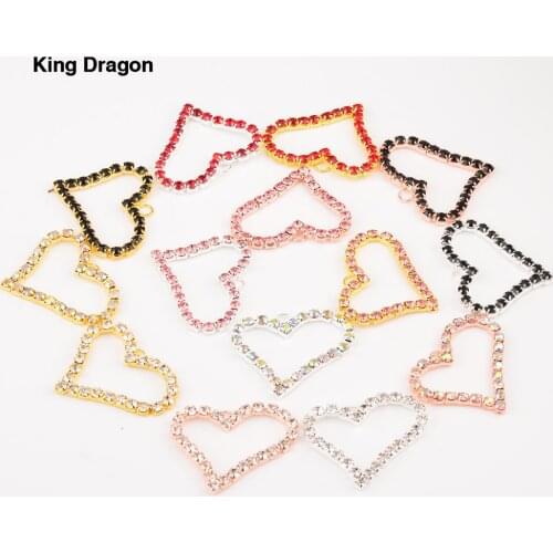 New Arrival Colorful Rhinestone Heart Pendant Used On Key Chain Flat Back 37MM 5PCS/Lot Decoration Heart KD600