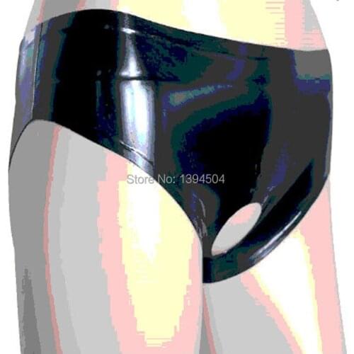 2017 new design Sexy Women handmade exotic Latex front open hole Shorts Fetish Female Zentai Lady Underwear Hot Sale Lingerie