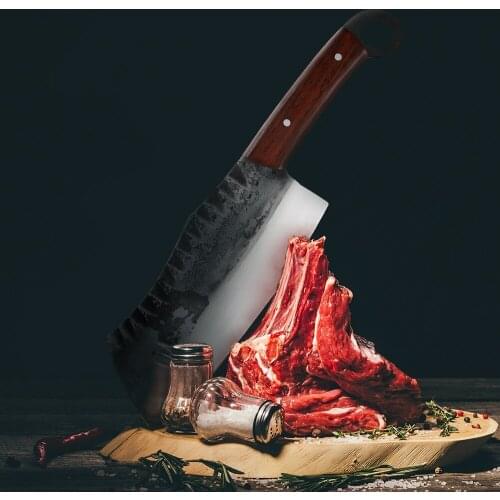Handmade Chef Knife Forged High Carbon Clad Steel Chinese Cleaver Professional Kitchen Meat Vegetables Slicing Chopping Cooking