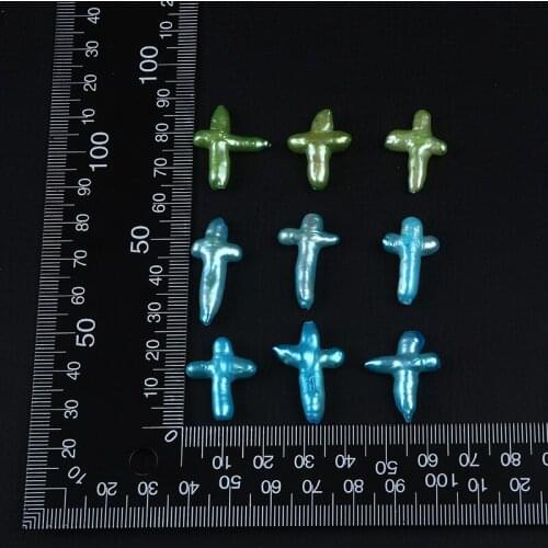 Natural Cross Shape Pearls Colorful Dyed Beads Cross Pendant ZLO045