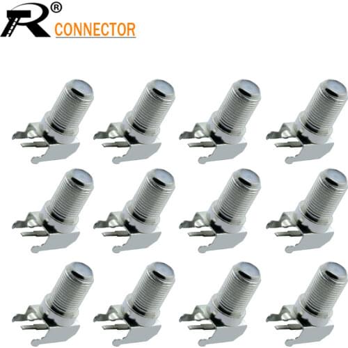 Right Angle Female F Connector 12/50/100pcs Metal CATV Cable TV Socket Connector On PCB