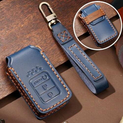 High-end Leather Car Key Case Key Cover For Honda Hrv Civic Accord CR-V Fit ODYSSEY CITY Jazz Keyfob 2/3/4 Buttons Auto Part