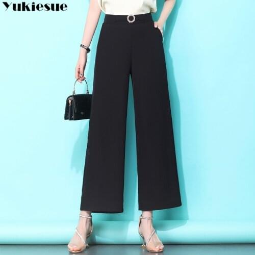 Office work wear summer 2020 womens pants female high waist loose wide leg pants capris for women trousers woman Plus size