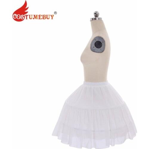 Costumebuy Lolita Short Underskirt 45cm Length Waist Adjust 2 Layers Hoop Ruffle A Line Woman Wedding Gift Casual Petticoat