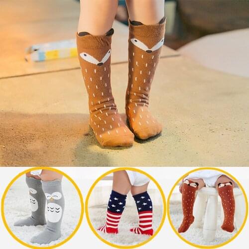1 pair Unisex cute cartoon cotton sock for baby long knee high socks for infant baby Cute animal children ankle socks 0-5 Y