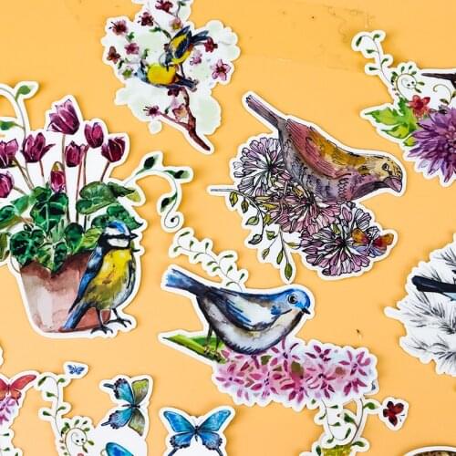 12pcs Creative Cute Self-made Birds/ flowers/animal stickers DIY Stickers Diary Album Decoration scrapbooking child stationery