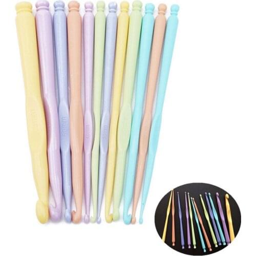 12Pcs Plastic Crochet Hooks Kit Knitting Needles Colorful Stitches Craft Crochet Set DIY Weave Tools Home Sewing Supplies