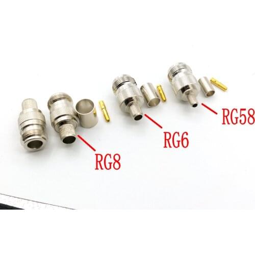 10PCS N Connector N Female Jack Crimp FOR RG58 RG8X RG6 RG8 Cable RF Adapter Coaxial
