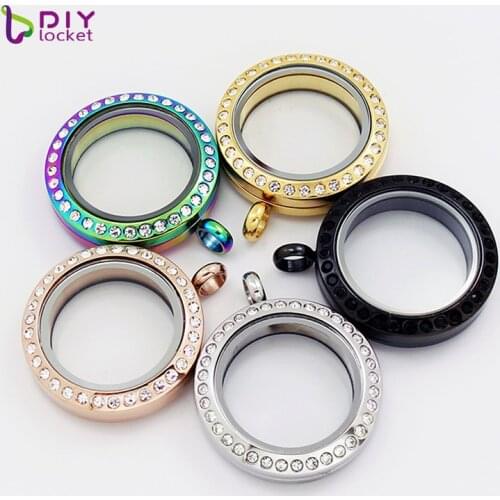 25mm Stainless Steel Round Crystal Twist Glass Floating Charm Locket LSSS06-25MM