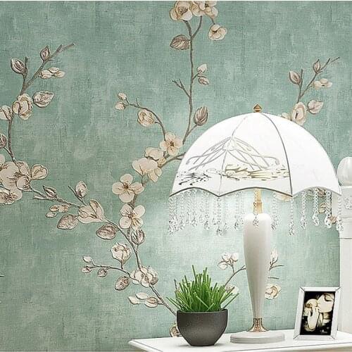 3D Non-Woven Self-Adhesive Wallpaper Living Room Bedding Room Pastoral Flower Retro Wall Sticker European Style Luxury Wallpaper