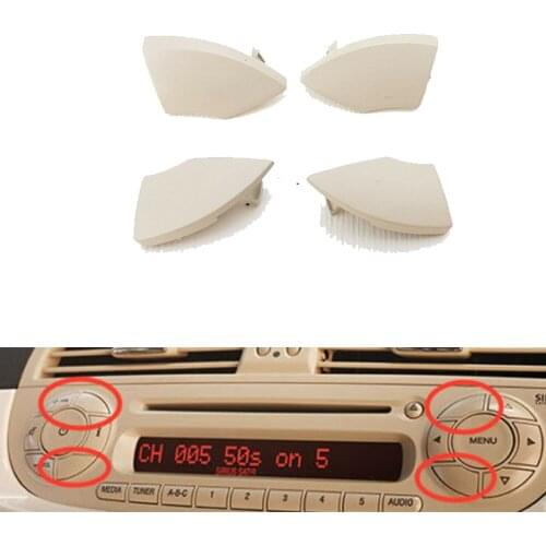 4pcs Car Accessories For-Fiat 500 radio cd button buttons ivory white cream trim mould cover removal 2008