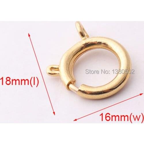 50pcs/lot 18*16mm O ring Gold Color Spring hook Buckle for Necklace Connector