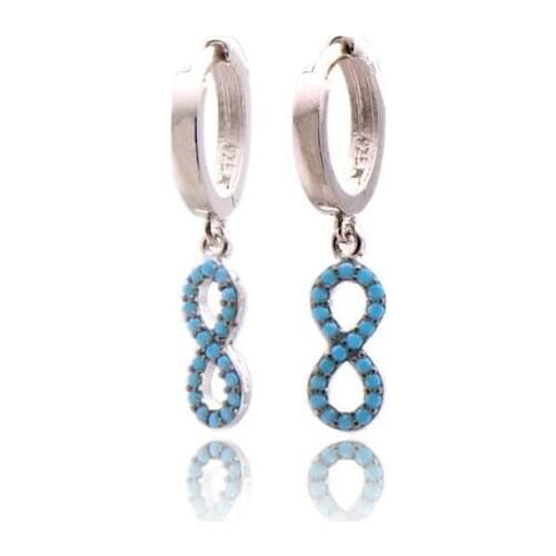 925 Sterling Earrings with Nano Turquoise Stone and Infinity Design