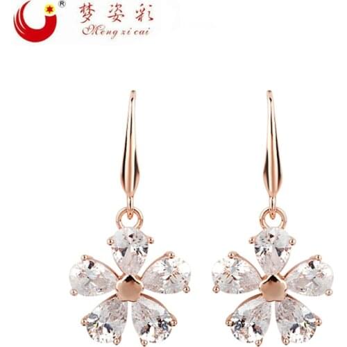 Free Shipping 2019 New Fashion Beautiful Flower Brincos Rose Gold Drop Long Earrings Exquisite Sakura Bijoux EarringX1349