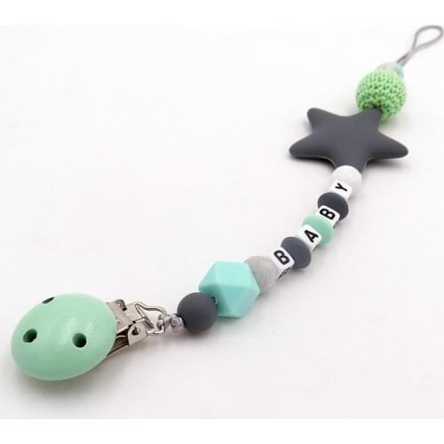 Free Personalized Name Baby Pacifier Clips Silicone Chupetero Chain for Infant Feeding Teether Leashes Nipple Speenkoord Chupete