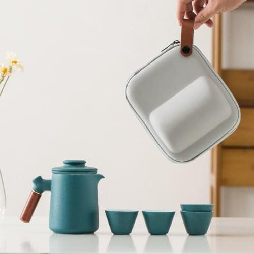 Tea set portable anti-hot quickspot cup a pot of four cups of outdoor ceramic teapot