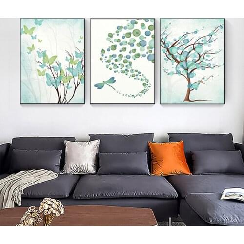 Home Decor For Living Room Decoration Nordic And Prints Wall Art Canvas Painting Wall Pictures Nature Trees Butterfly