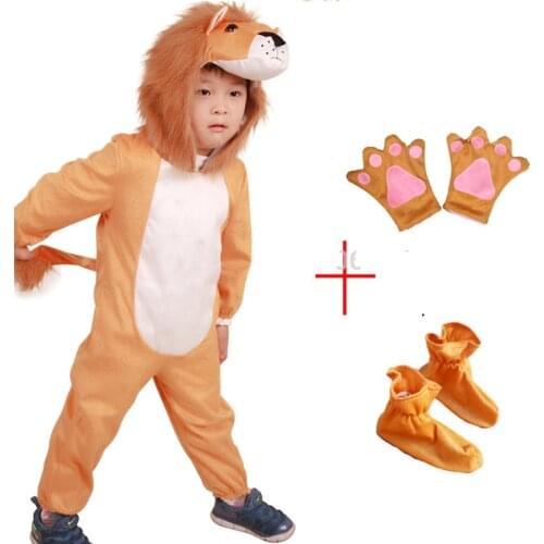Children baby cosplay Halloween lion costume Performance animal clothes clothing gloves shoes