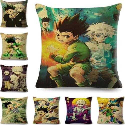​HUNTER × HUNTER Cushion Cover Decor Cartoon Classic Japan Anime Pillowcase Polyester Pillow Case for Sofa Home Car 45x45cm