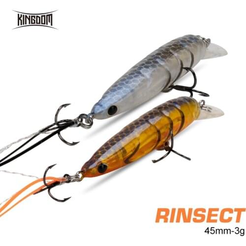 Kingdom Reverse Insect Fishing Lure 3g 45mm Floating Mimic Minnow Action Good Quality Wobblers Artificial Plastic Hard Bait Lure