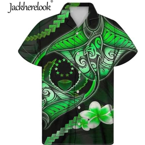 Jackherelook Pohnpei Polynesian Culture Tribe Island Retro Tattoo 3D Print Menh Hawaii Shirts Summer Streetwear Short Sleeve Top