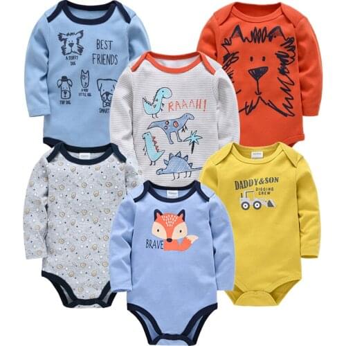 Kavkas 3 6 PCS/SET Unicorn Design Newborn Girl Clothes Set 100% Cotton Soft Long Sleeve O-neck Autumn Spring Boy Bodysuit