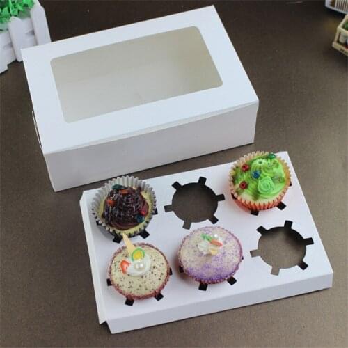 6Pieces Cupcakes Containers Dessert Macaron Box Pastry Packaging Boxes Birthday Holiday Gift Cake Display Dessert Containers Dec