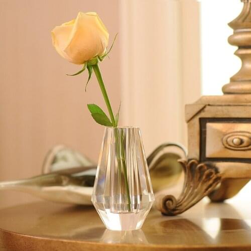Creative Personality Crystal Glass Small Vase Tabletop Ornaments Flower Plant Transparent Bottle Modern Home Decoration