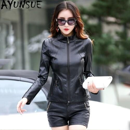 AYUNSUE Genuine Leather Jacket Spring Jacket Women Real Sheepskin Coat Female Short Korean Jackets plus size Casaco Feminino MY
