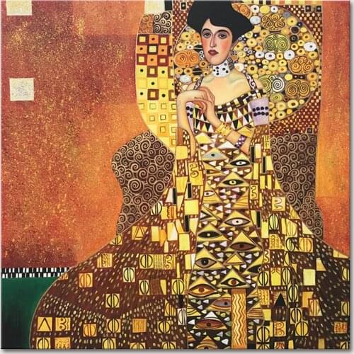 Mintura 100% Hand Paintied Famous Reproduction Gustav Klimt Paintings The Kiss Adele Danae Oil painting Wall Art For Living Room