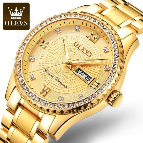OLEVS Men Watch Business Diamond Luxury Japan MIYOTA Movement Luminous Quartz Wristwatch with Calendar Relojes de hombre