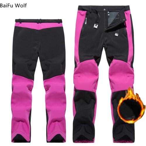 Men Women Hiking&camping Pants Winter Fleece Softshell Trekking Outdoor Sports Thermal Hunting Fishing Skiing Lovers Trousers