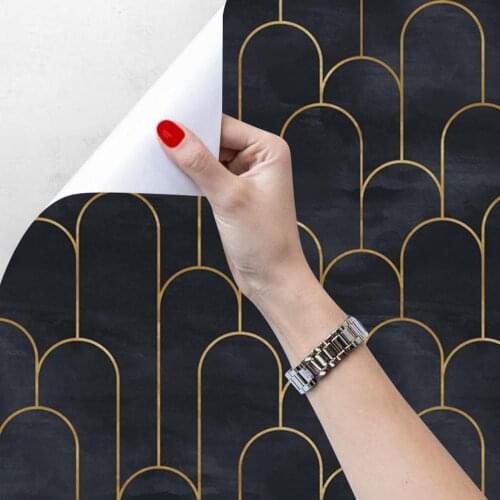 Luxury black gold line Background wallpaper PVC waterproof sticker for Living room bedroom wall renovation DIY Furniture sticker