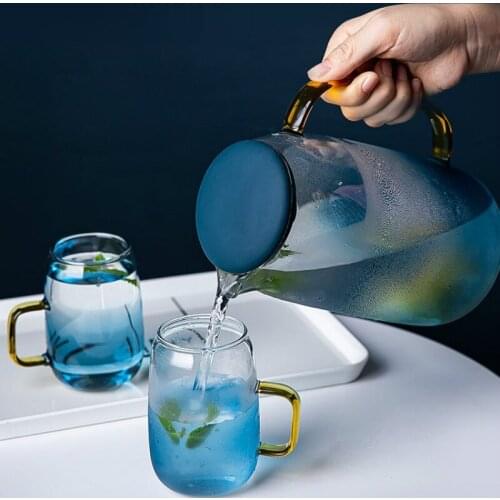 Nordic modern cold water bottle set glass large-capacity home living room cold water bottle transparent water glass LB022515