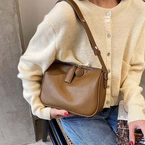 Retro Solid Color Ladies Travel Bag Pu Leather Shoulder Bags for Women Summer New Fashion Trend Brand Ladies Handbag