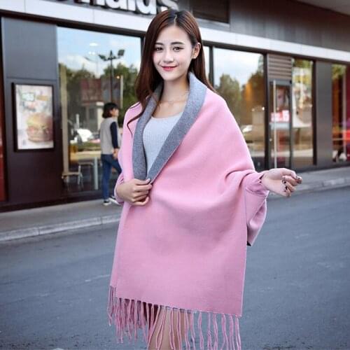 Autumn and winter new double-sided patchwork scarf thick warm fashion outdoor high quality comfortable soft temperamental shawl