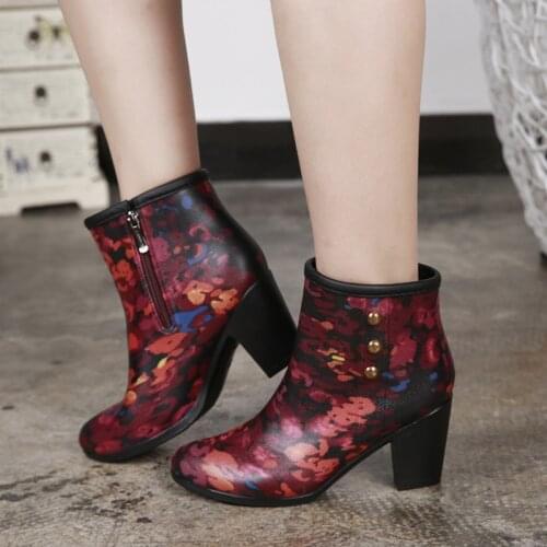 Autumn Women Vogue Rain Boots Female Middle Tube Rain Boots with High Heel Ladies Vogueable Casual Shoes Women Boots ghn89