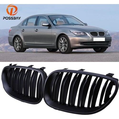 POSSBAY Matte Black Kidney Front Grills Grille for BMW 5-Series E60/E61 M5 2004/2005/2006/2007/2008/2009/2010/2011 Car Accessory