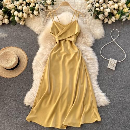 SINGREINY Women Korean Strap Dress Sexy V Neck Sleeveless Elegant Solid Party Dress Summer Off Shoulder A-line Beach Midi Dress