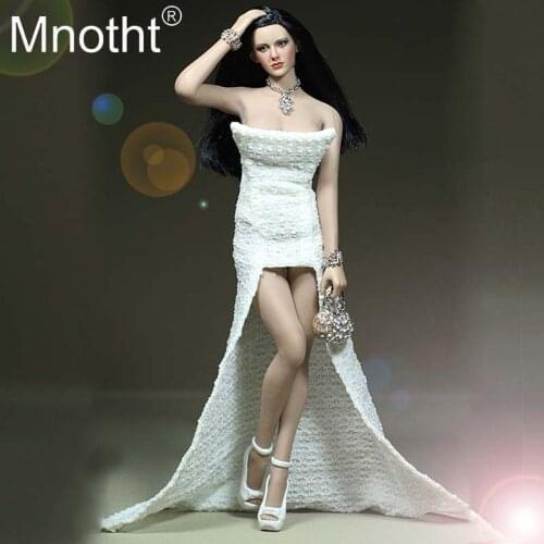 Pre-sale Collection 1/6 Scale White Sexy Longuette Fashion Dress Model For 12inch Action Figure Phicen Female Solider Body Toys