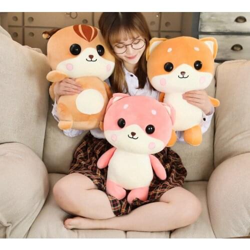 Down Cotton Hat Dog Doll Creative Girl Pillow Soft Dog Cushion Cute Squirrel Plush Toy Children Birthday Gift Home Decoration