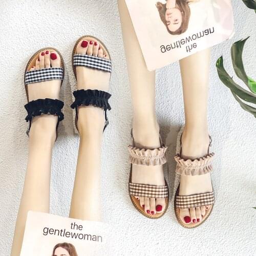 Sandals Womens Fairy Style Flat Students All-match Korean-Style Roman Shoes Flat Sandals Women Shoes Woman Wear Resistance