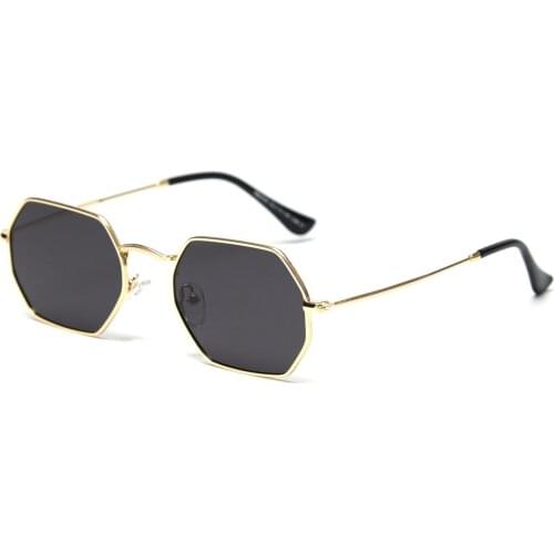 Veshion Retro Small Square Sunglasses Men Polarized Metal Frame Gold Polygon Octagonal Sun Glasses for Women 2021 Uv400
