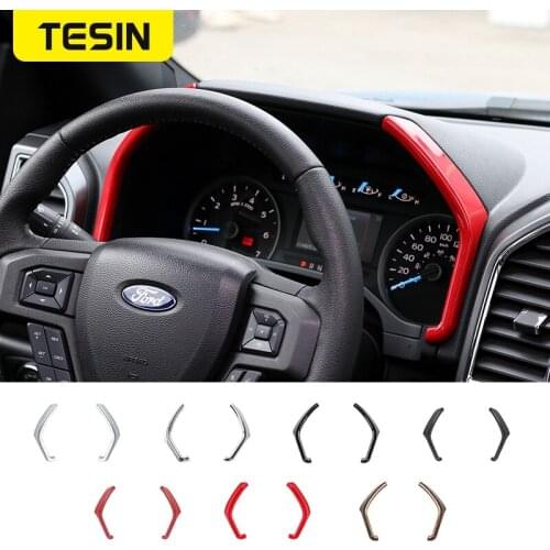 TESIN Car Dashboard Frame Side Decoration Cover Trim Stickers Decal for Ford F150 F-150 2015-2020 Interior Parts Car Accessories
