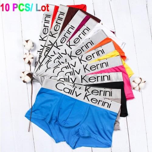 10 Pcs/lot Boxershorts Men Sexy Waist Letter Print Trunk Panties Underwear Men Boxer Shorts Comfortable Bulge Pouch Underpants