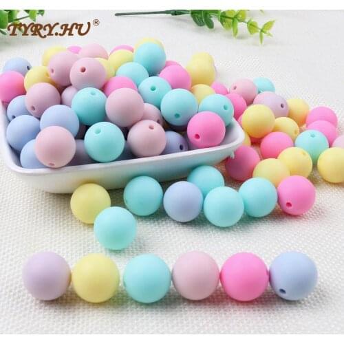 TYRY.HU 100pcs/lot Silicone Beads Baby Teether Silicone Teething Beads For Necklace Silicone Teether 15mm BPA Free