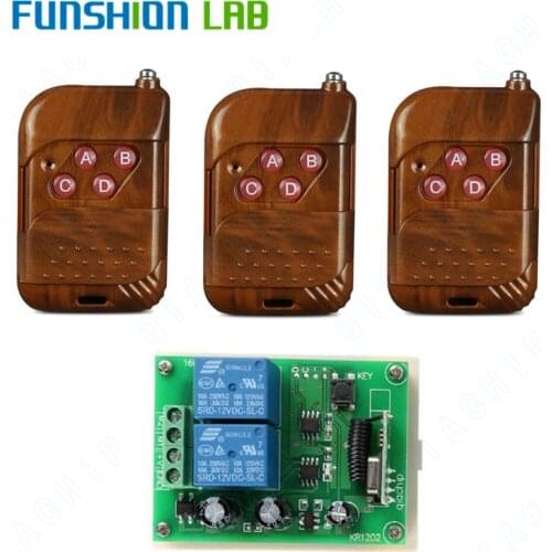 FUNSHION 433MHz Universal Remote Control Switch DC12V 2 CH RF Relay Receiver Module + 433Mhz Wireless Remote Control Switch Gate