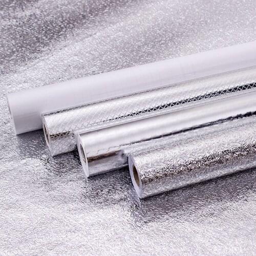 Thickened Wallpaper Tin Foil Aluminum Foil Kitchen Water-proof Oil-proof Self-adhesive Heat-resistant Stove Sticker Home Decor
