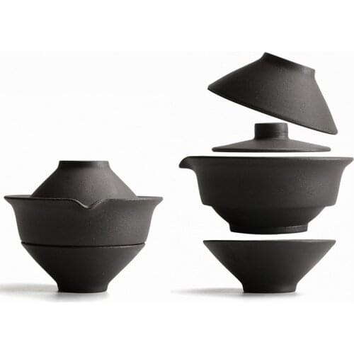 Vintage Ceramic Gaiwan 1 Teapot 2 Cups Travel Tea Set kettle For Puer Japanese tea set drinkware Tea Pot